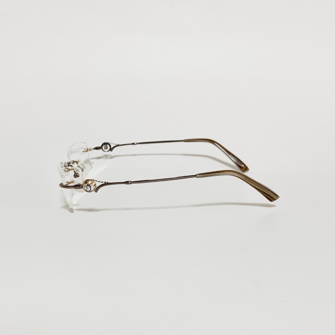 950 데드스탁 빈티지안경 긱시크 무빙 큐빅 무테 안경 실버 건메탈 상품이미지5