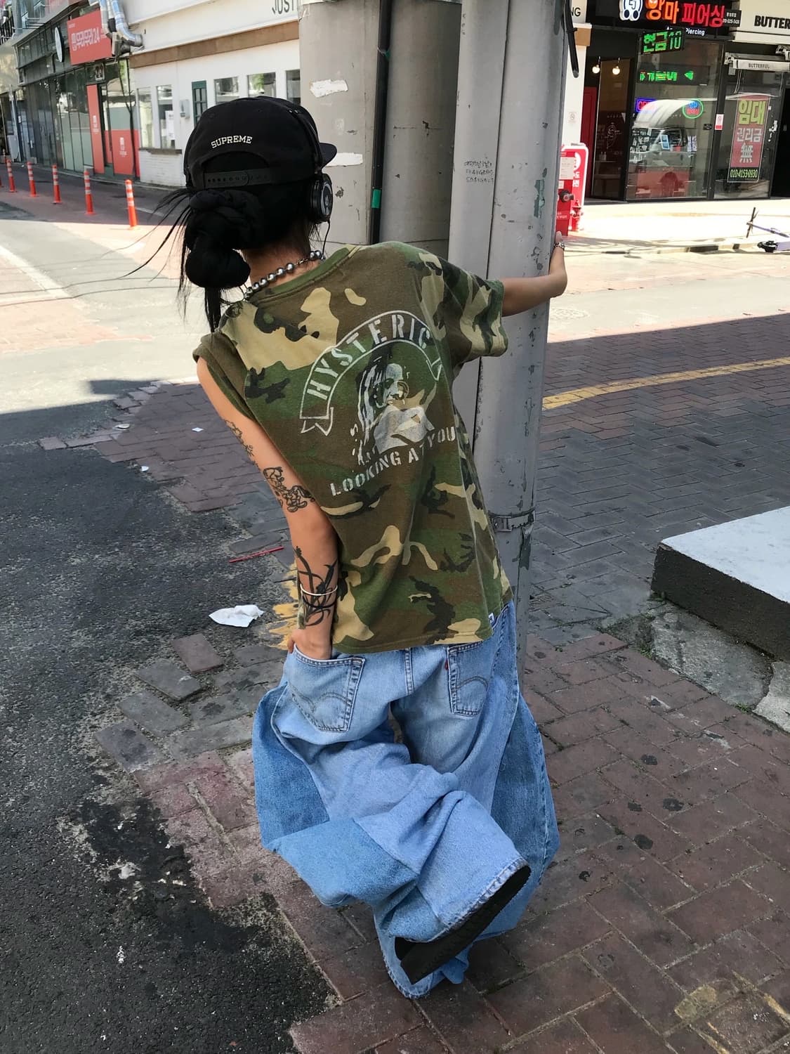 히스테릭글래머 히스걸 카모 패턴 반팔 티셔츠 (레어)  상품이미지1
