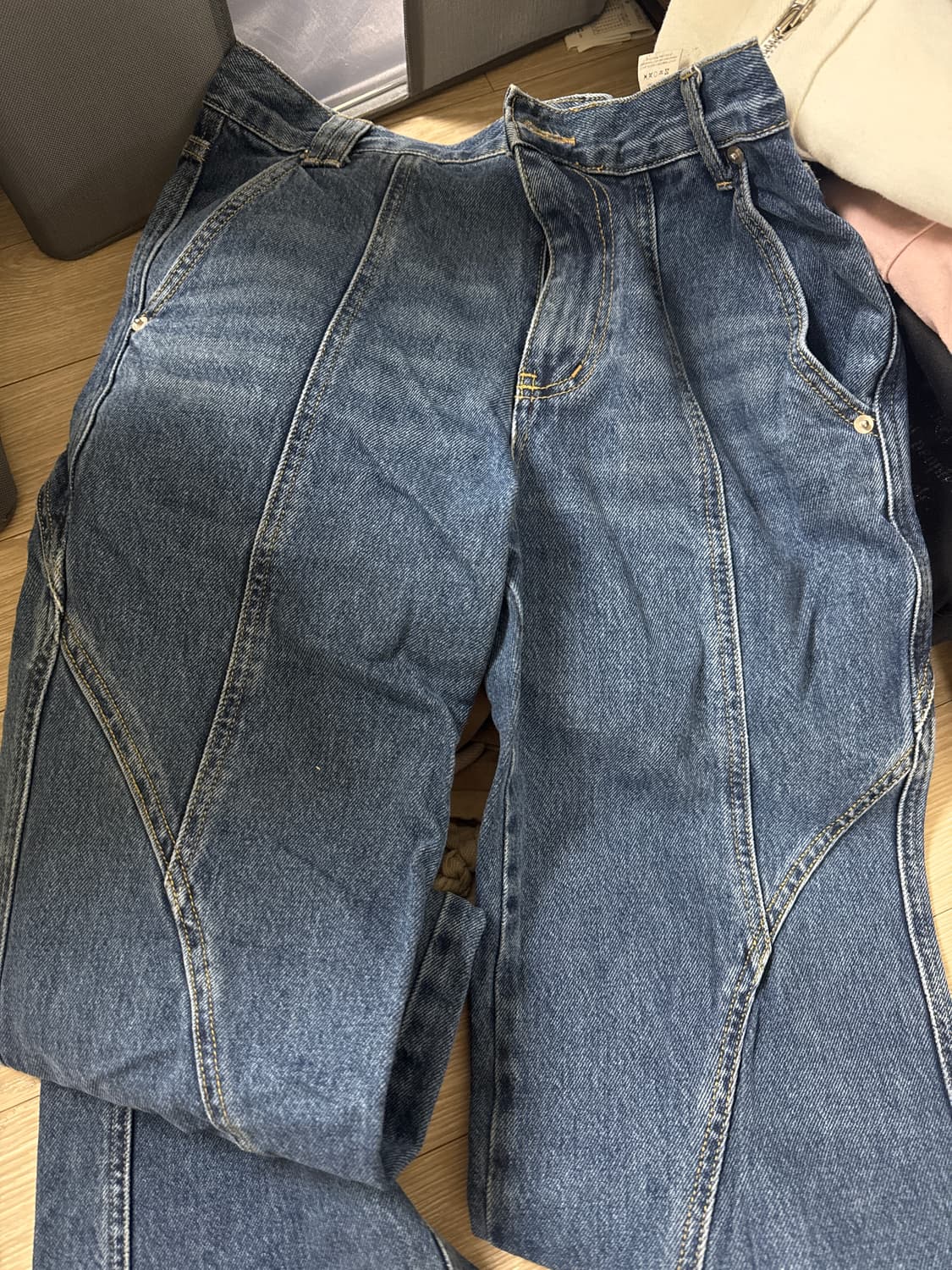 나체 Slim line washing jeans dark blue  상품이미지4