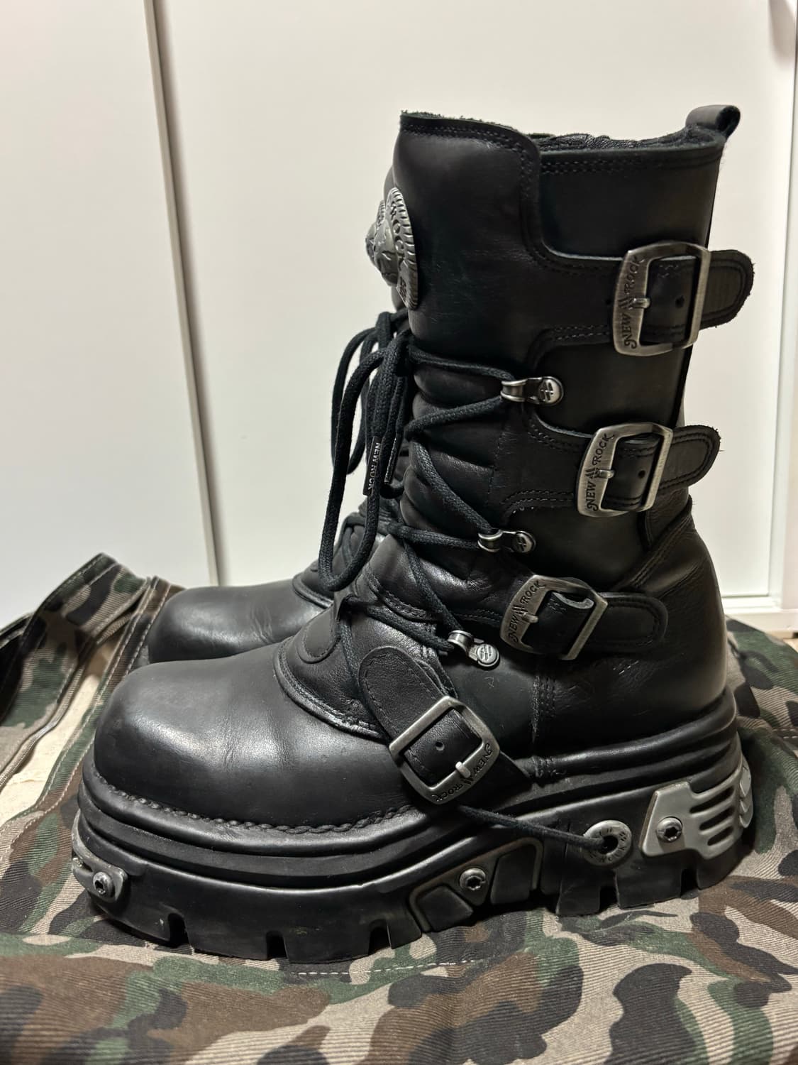 NEW ROCK 메탈릭 M-373-S4 메탈플레이트 클래식 4버클 부츠 상품이미지5