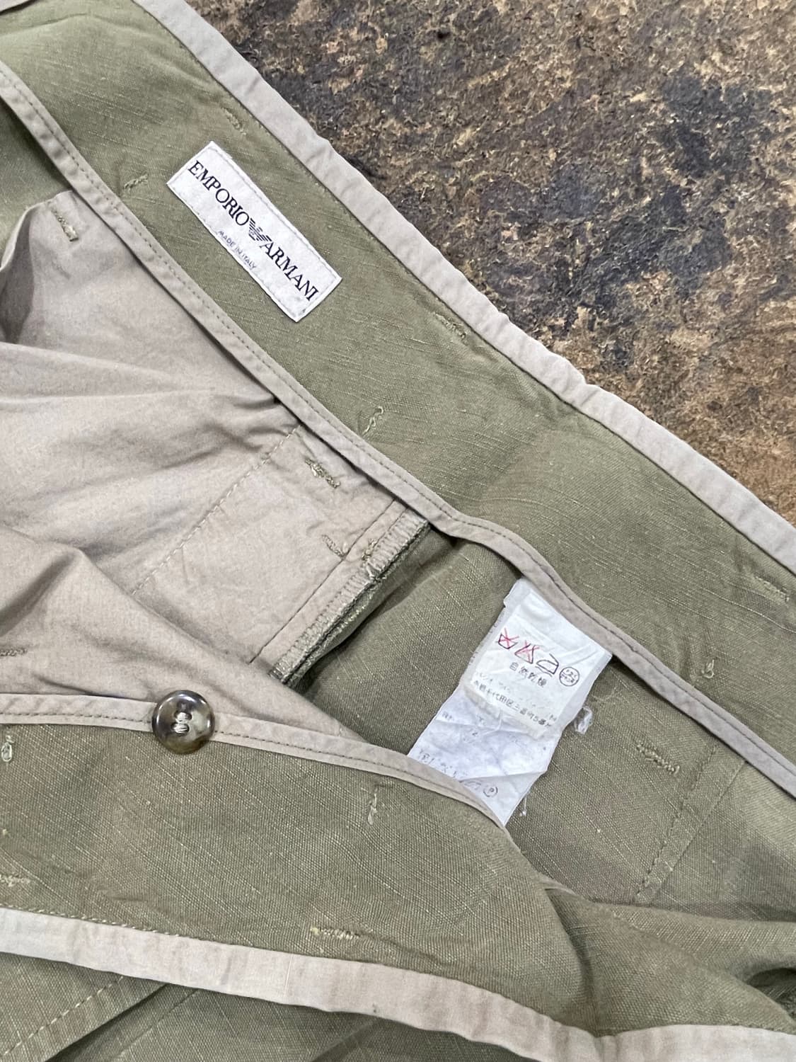 아르마니/카키 린넨 와이드팬츠(30“) 상품이미지4