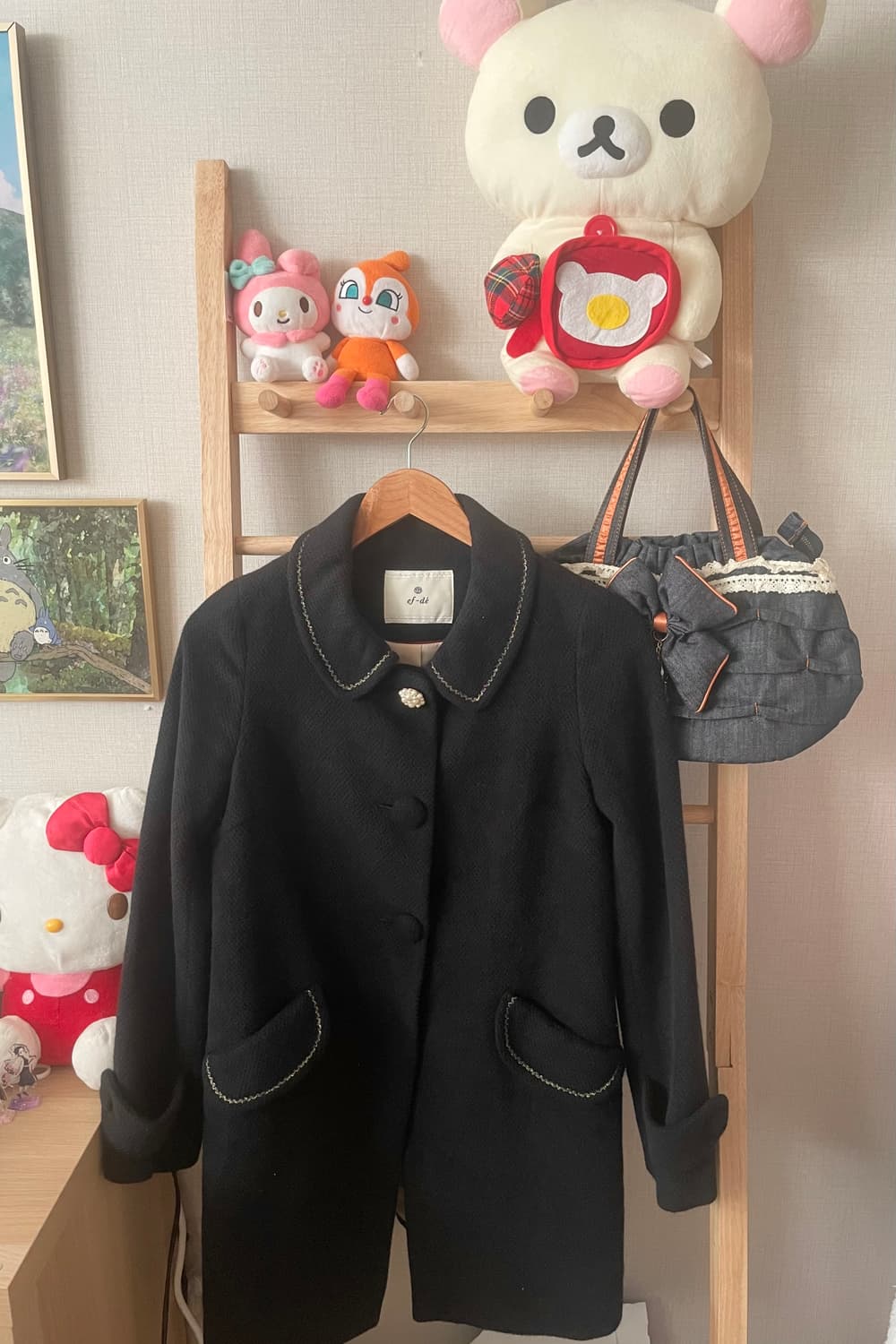 모리걸 빈티지 블랙 카라 코트 🖤🤍 상품이미지1