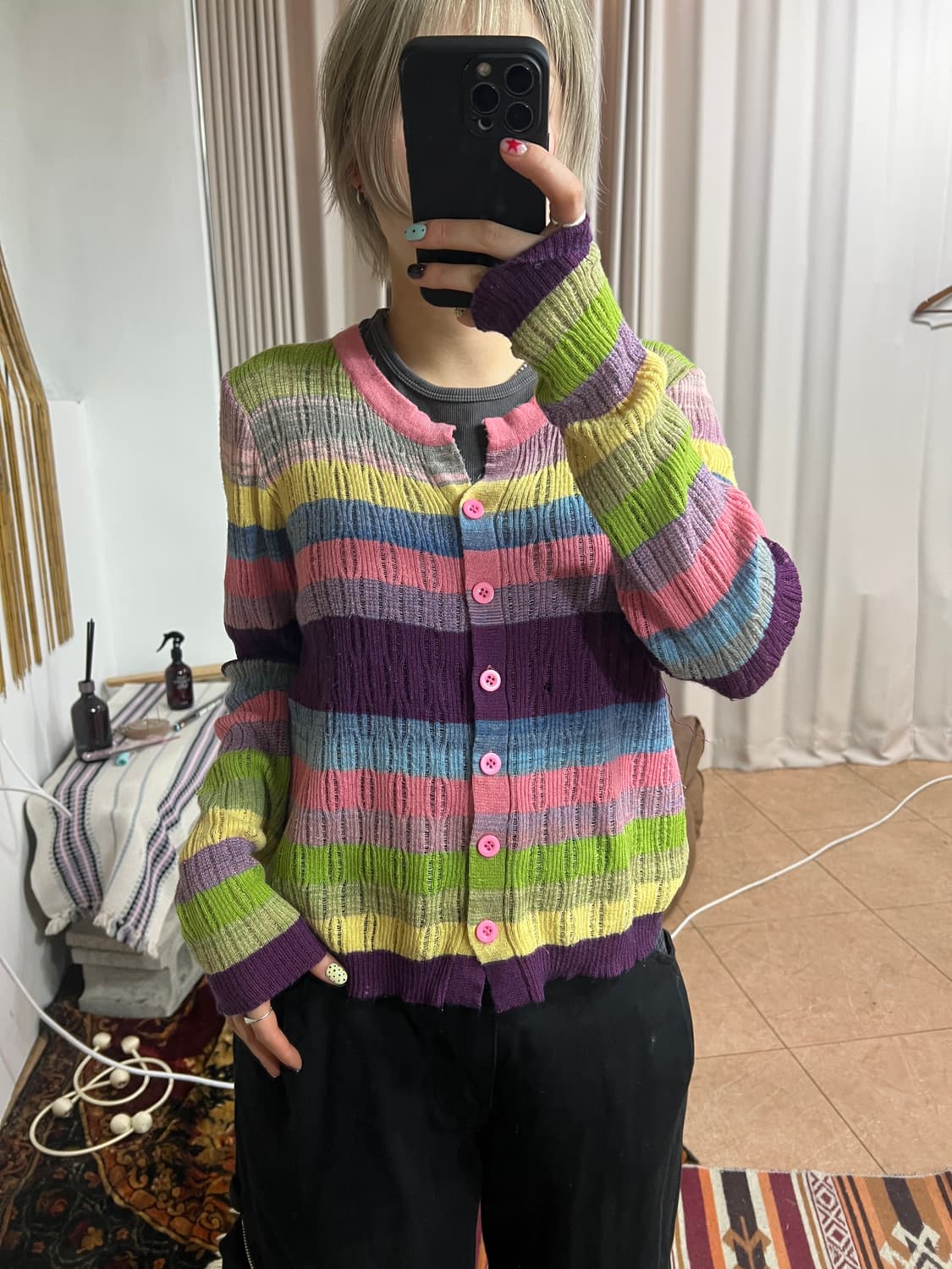 빈티지 여성 스트라이프 니트 가디건 상품이미지1