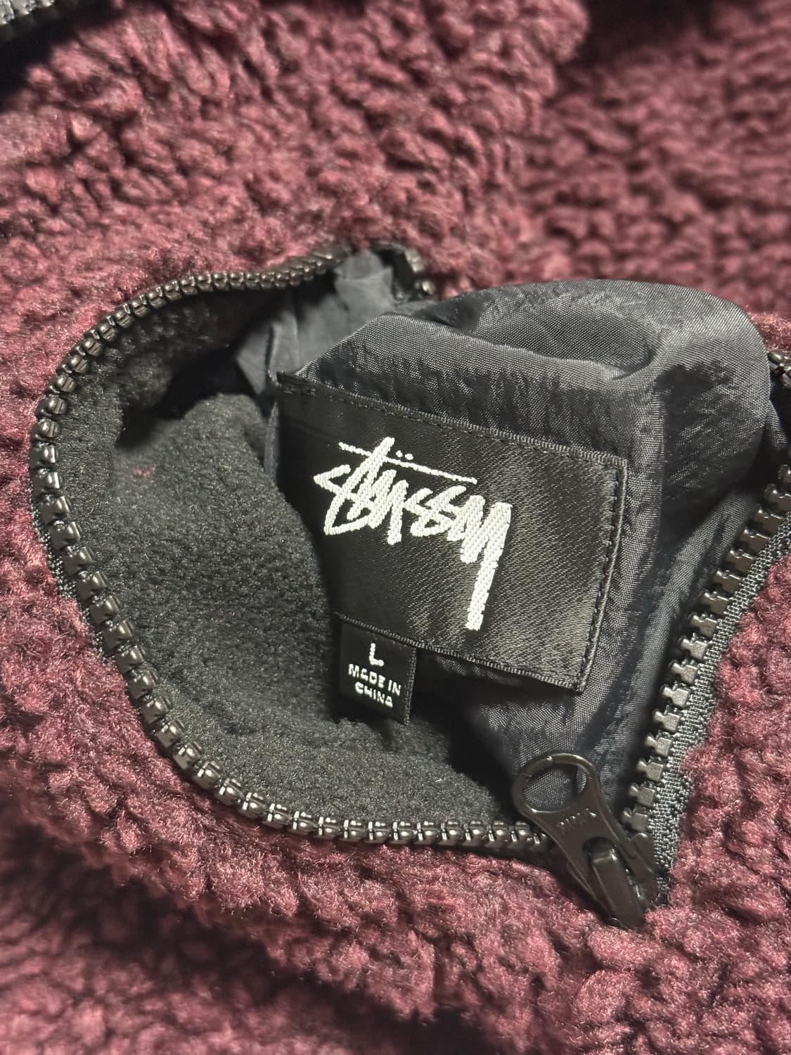 스투시 쉐르파 리버시블 자켓 버건디 상품이미지4