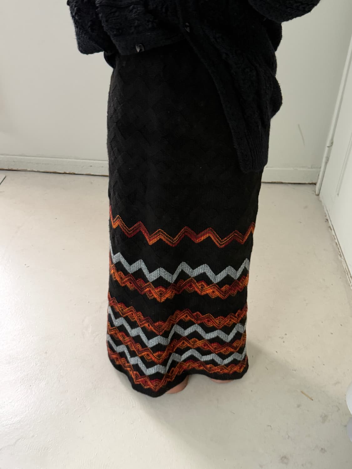 일본빈티지 자수 맥시 롱 니트스커트 상품이미지1