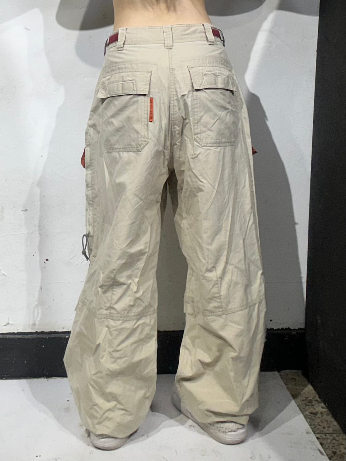 빈티지 베이지 유틸리티 멀티 포켓 와이드 카고 팬츠 L 상품이미지3