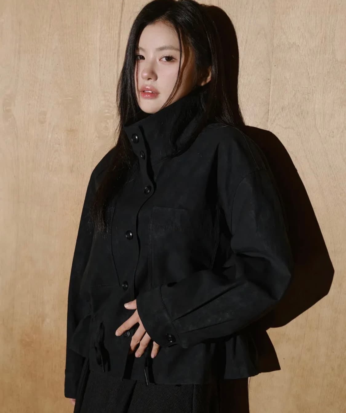 (택O) 헬레네파리스 스웨이드 스트링 버튼 재킷 (블랙) 상품이미지1