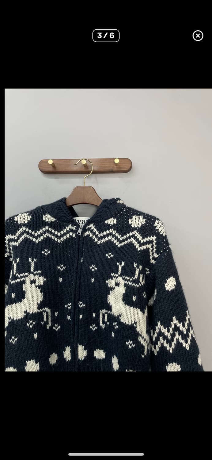 빈티지 노르딕 패턴 숏 니트 후드집업 A2933 상품이미지3