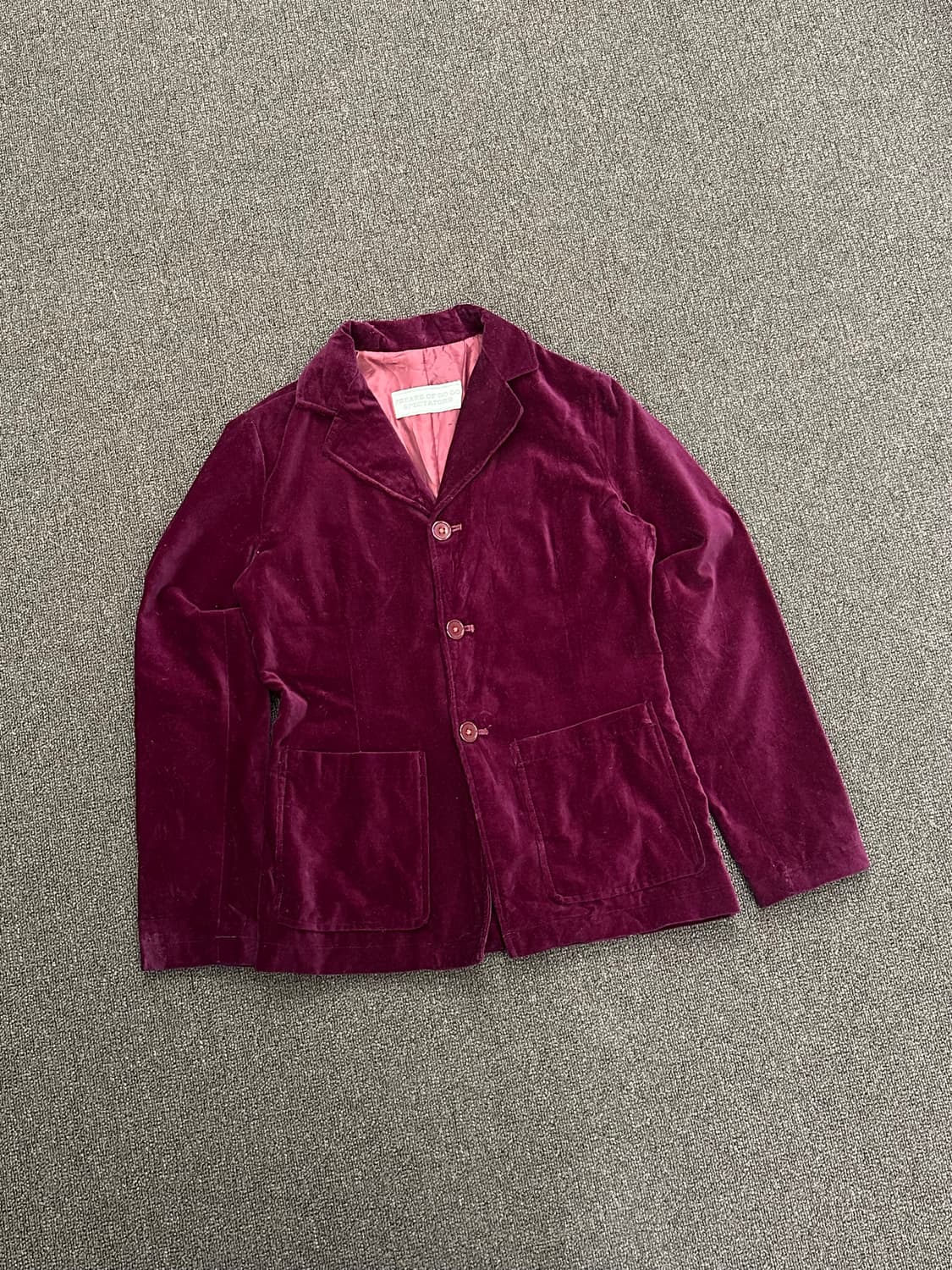 OS)Japanese vintage 여성 버건디 벨벳 자켓 상품이미지1