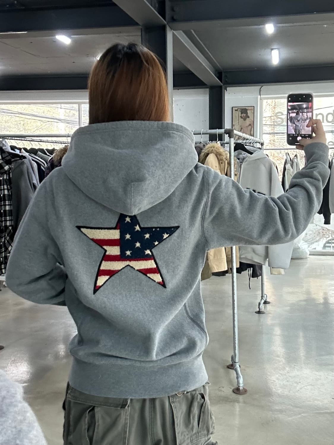 벤슨 스타성조기 플러피로고 파커 후드집업 상품이미지1