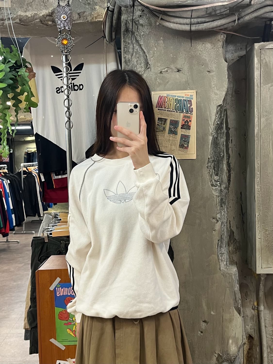 아디다스 플리스 맨투맨 아이보리 M #csz582 상품이미지2