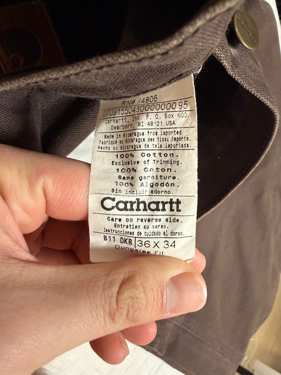 칼하트 빈티지 브라운 코튼팬츠 상품이미지4