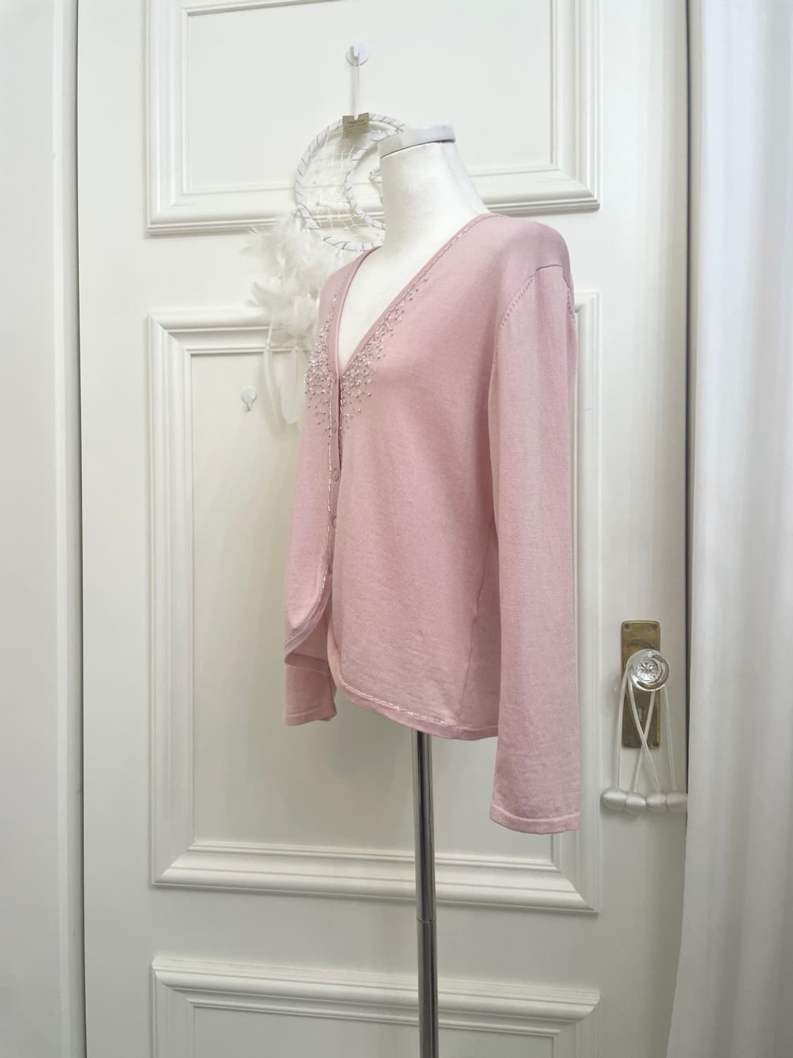 lovely pink beads point loose cardigan 상품이미지2