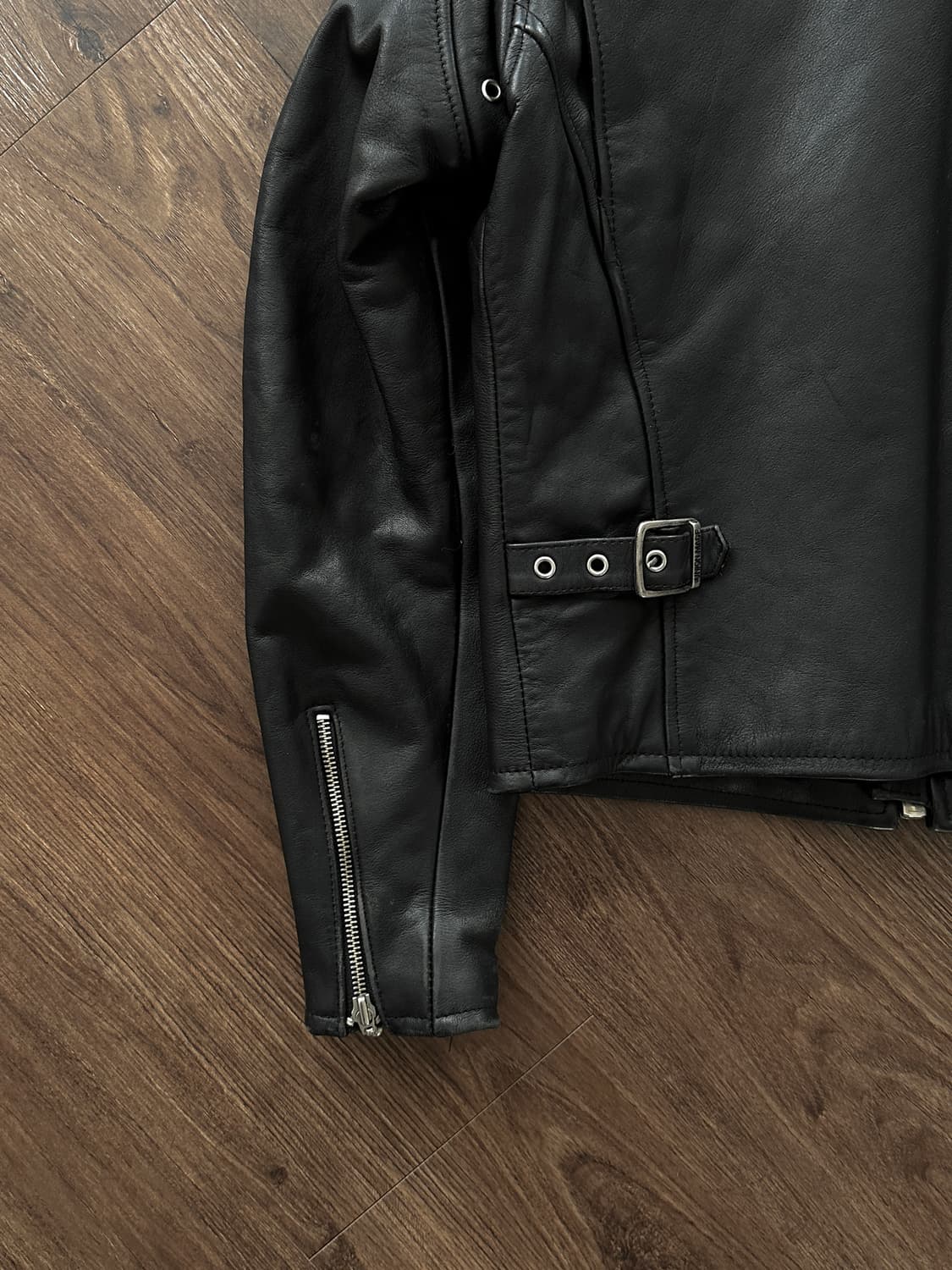 Blue Cross 카우 하이드 레더 바이커 자켓 상품이미지10