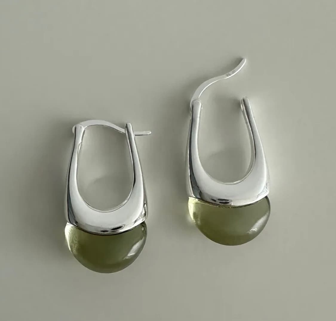 (sliver925) 아쿠아마린 원터치 이어링 새상품 상품이미지1