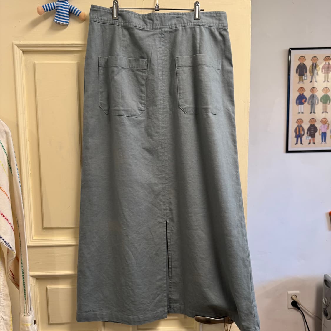 하늘색 린넨 스커트 상품이미지2