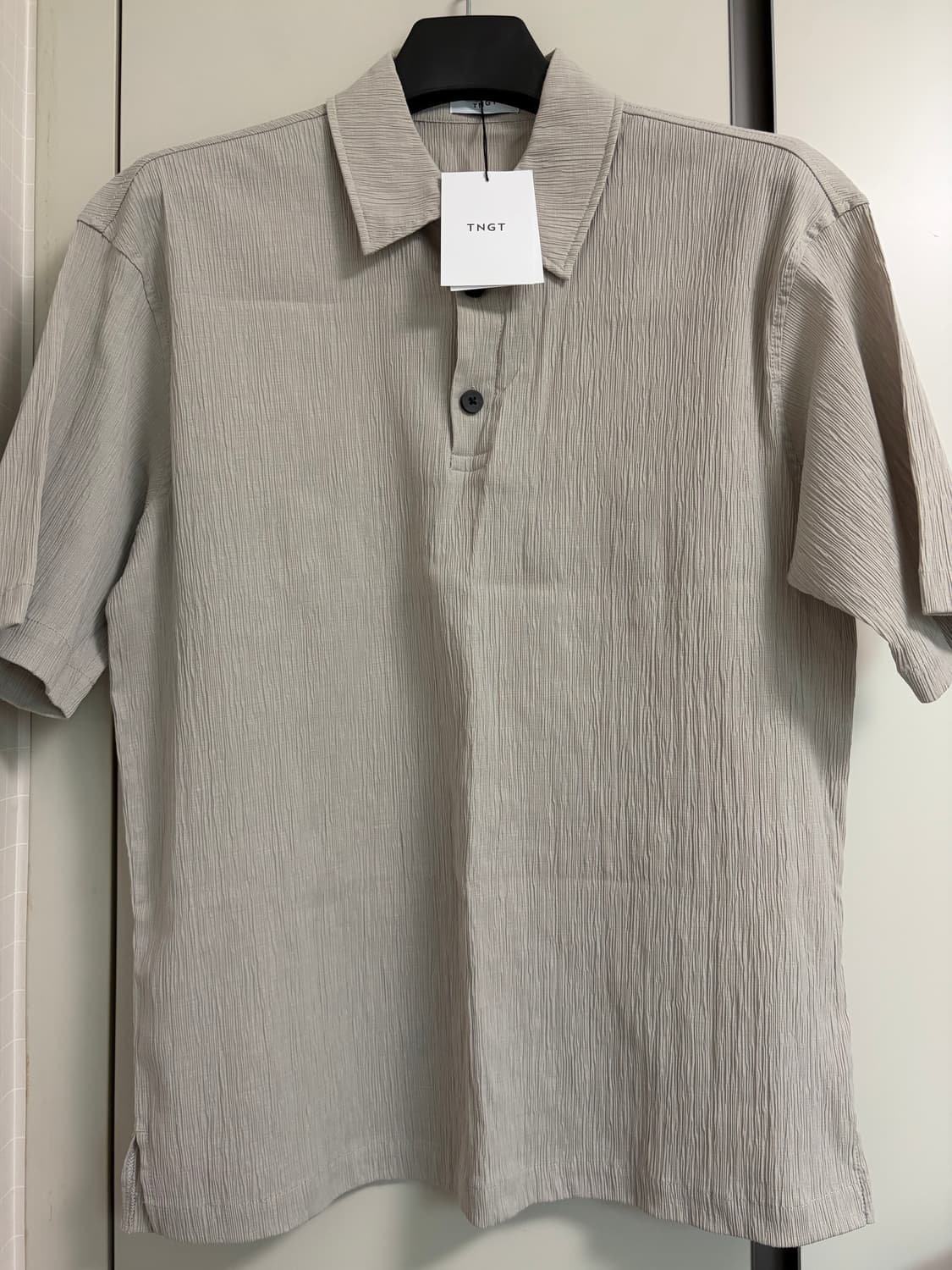 새상품 TNGT 키노시타 시어서커 콜레드 카라셔츠100 베이지 상품이미지2