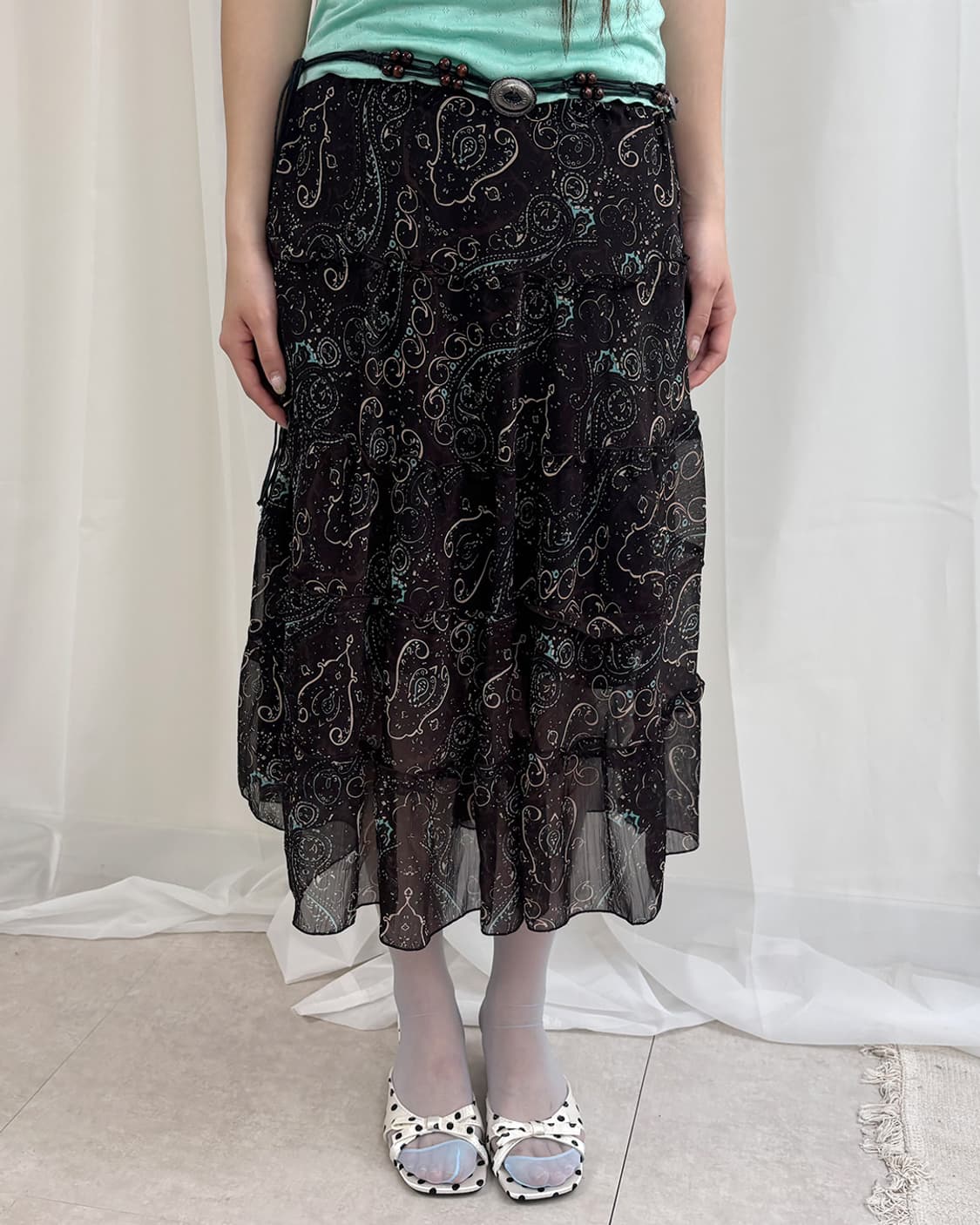 모아나 에스닉 밴딩 티어드 스커트 상품이미지7