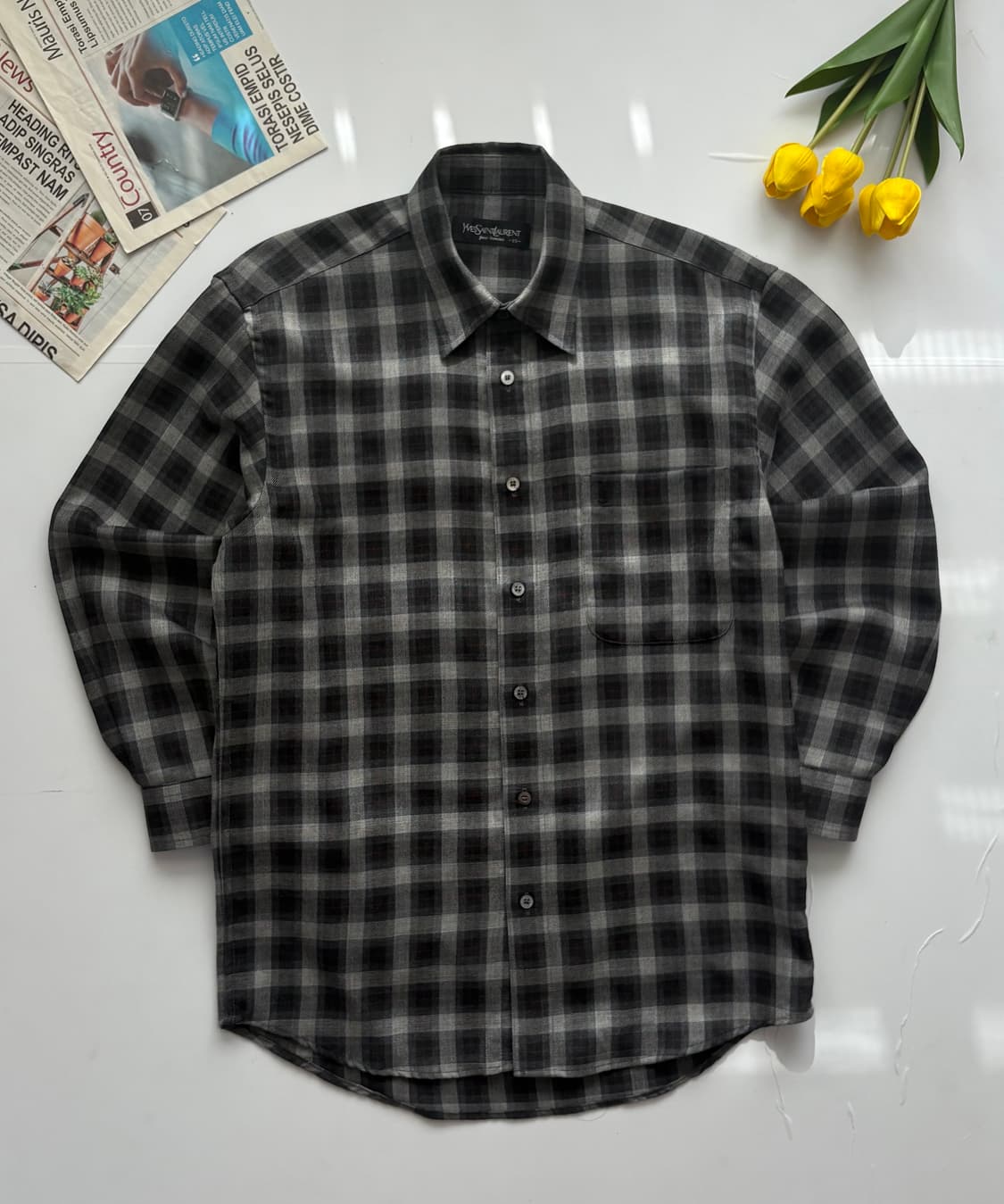 YSL 입생로랑 블랙 체크 셔츠 상품이미지2
