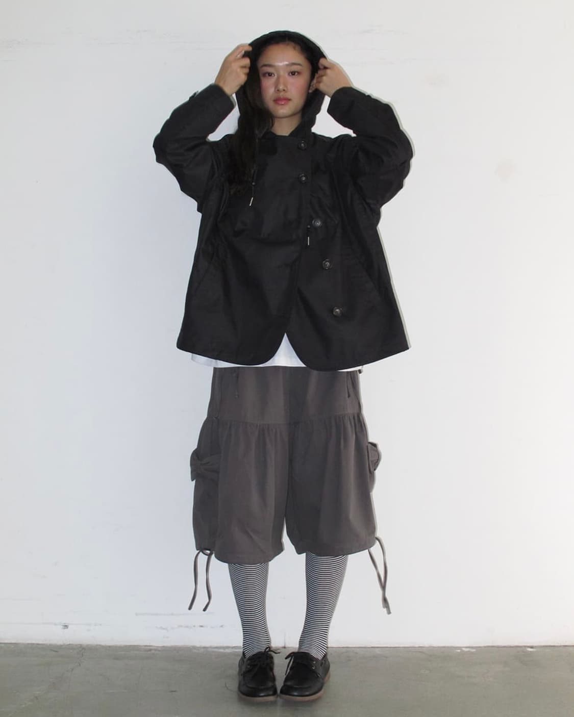 론론 후디드 어시메트릭 트렌치재킷 상품이미지3