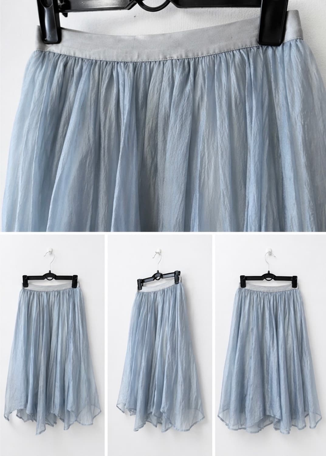 빈티지 애쉬블루 하늘색 쉬폰 롱 스커트 상품이미지2