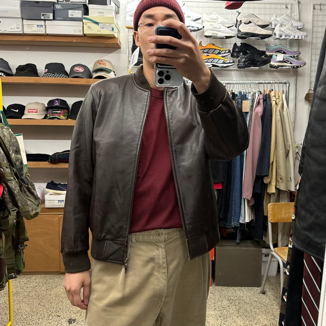 앤드류마크 다크브라운 램레더 봄버 상품이미지10