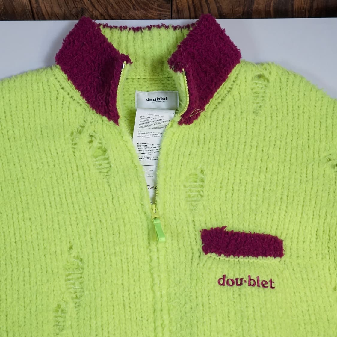 더블렛 23AW 데미지 플리스 니트 블루종 상품이미지6