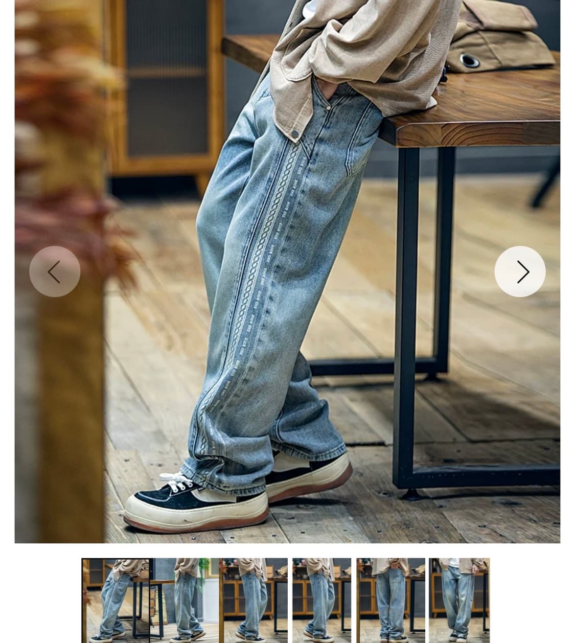 일본 데님 브랜드 peak-blue 드레이프 와이드 청바지 상품이미지3