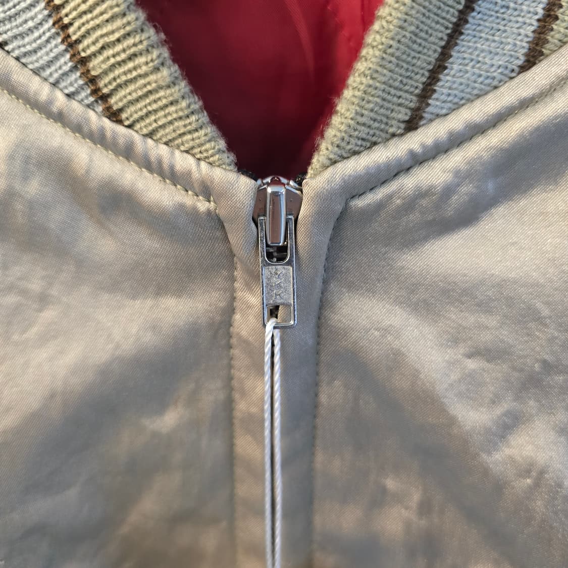 일본 빈티지 스카잔 자켓 용 자수 실버 새틴 양면 자켓 LL 상품이미지5