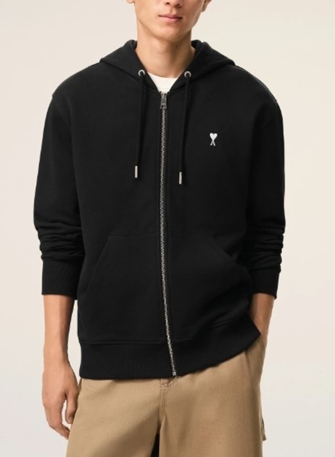 [새상품/정품] AMI 아미 드 쿠르 스몰 하트 후드집업 (블랙/XL) 상품이미지2