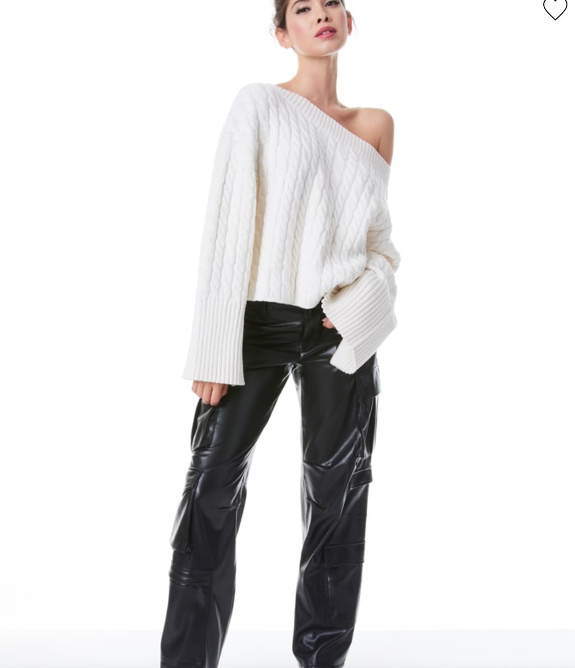 [상태좋음]ALICE + OLIVIA 아이보리 오프숄더 니트 S 상품이미지3