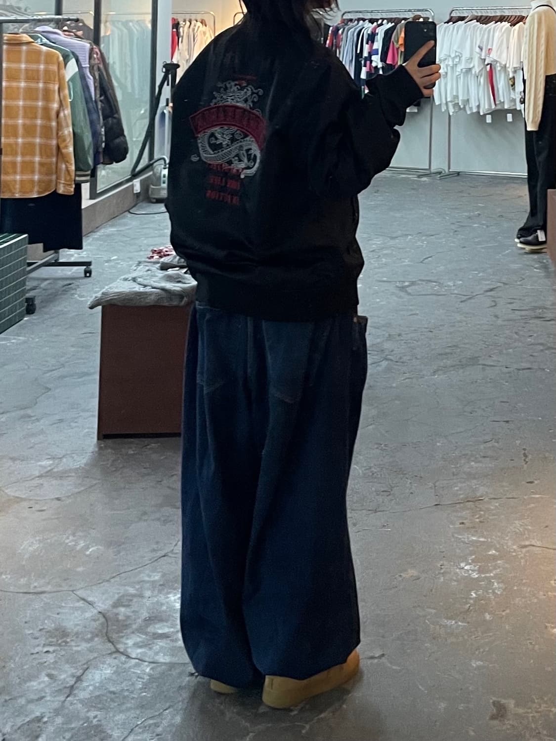 에비수 용 자수 블랙 봄버 재킷 H790 상품이미지2