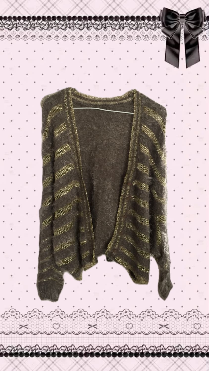 갸루무드 골드포인트 브라운 퍼 가디건 상품이미지1