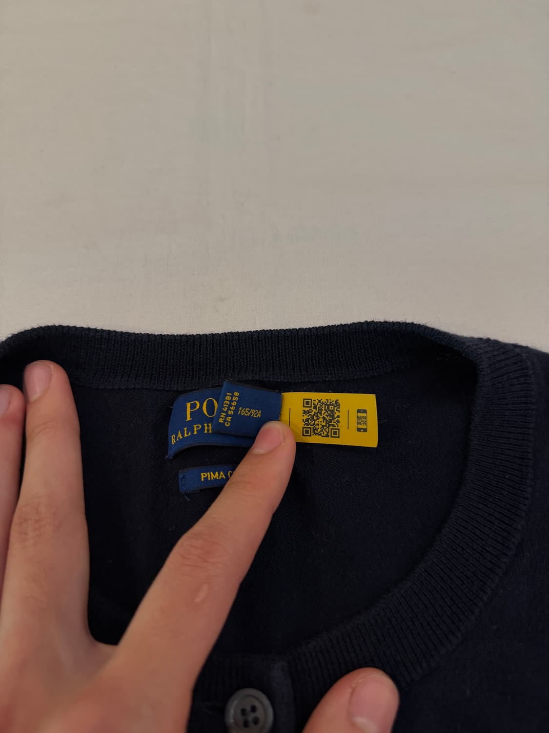 폴로 랄프로렌 큐알탭 라운드넥 니트 네이비 상품이미지4