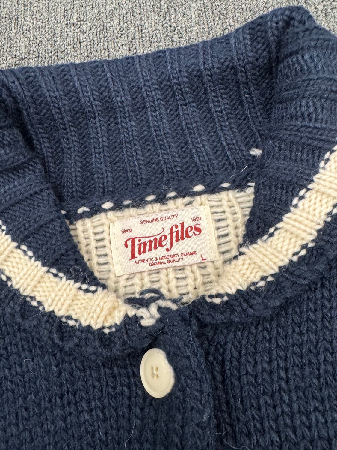 L)Time Files 빈티지 네이비 코위찬 스웨터 상품이미지5