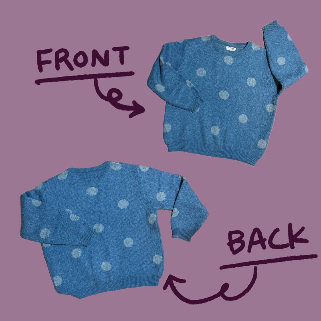 헤어리 도트 패턴 블루 니트 상품이미지2