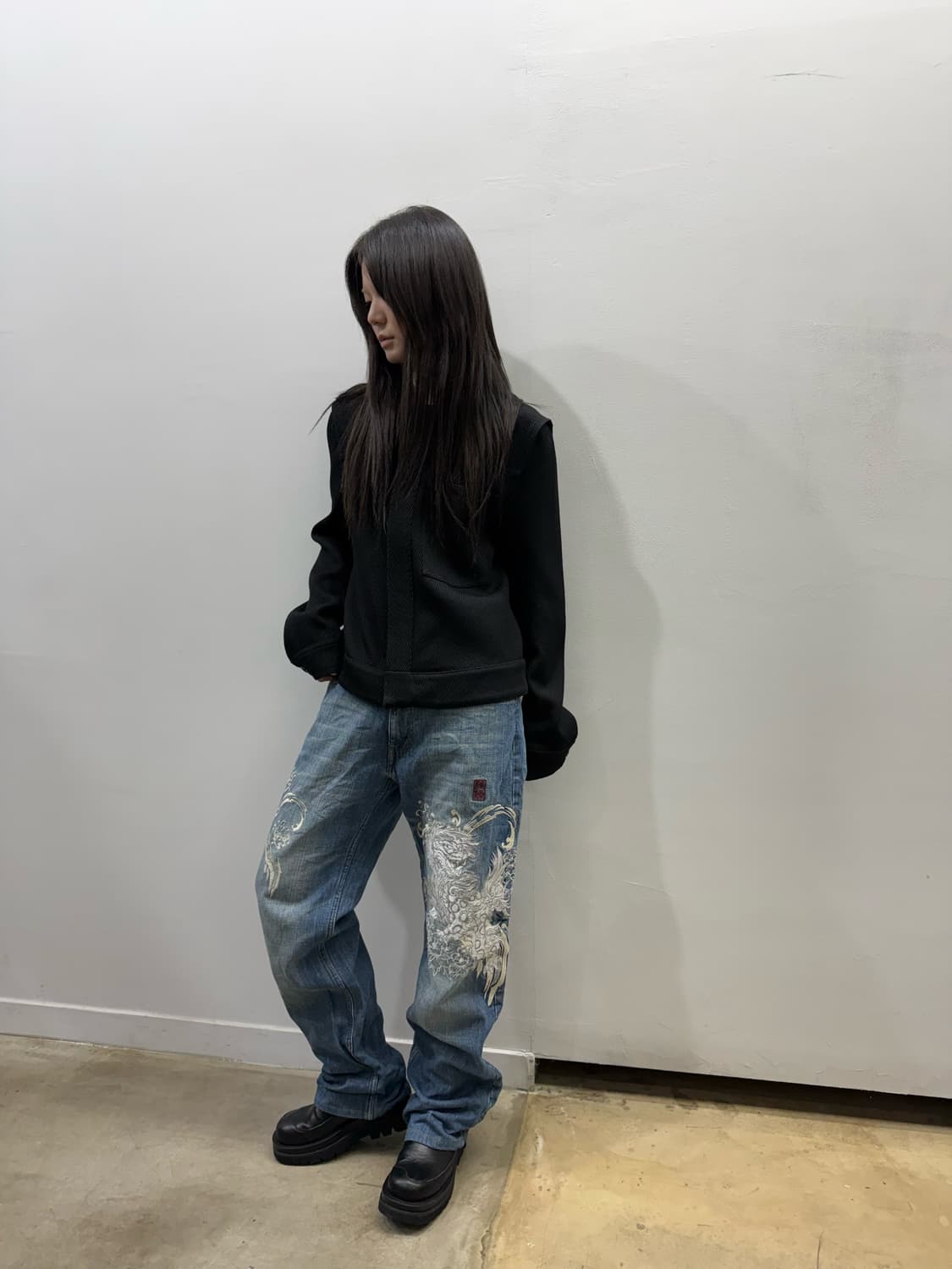 카라쿠리 타마시 오리엔탈 디테일 와이드 데님팬츠 상품이미지7