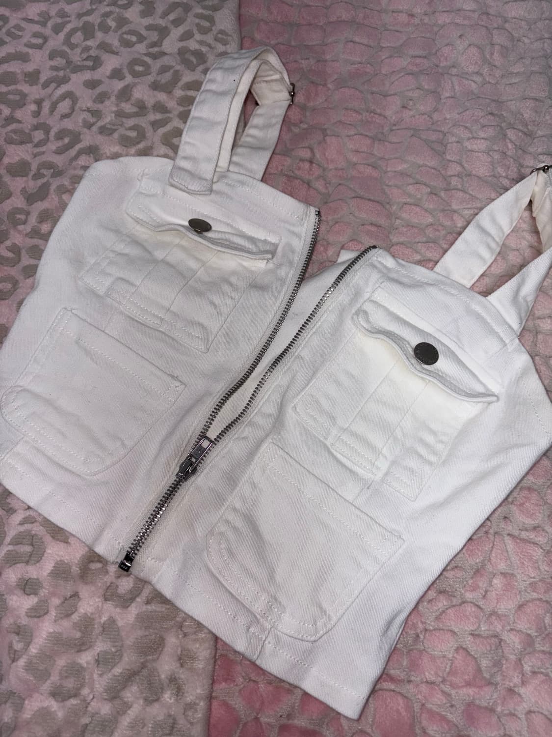 지퍼 청  탑 끈조절 가능 화이트  상품이미지1