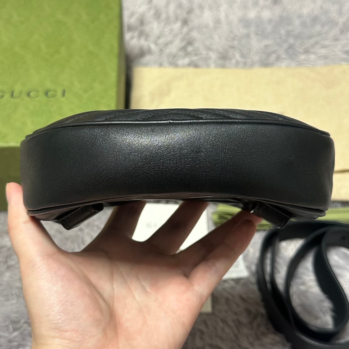 [풀구성] 구찌 GG 마몬트 마틀라세 벨트백 블랙 상품이미지7