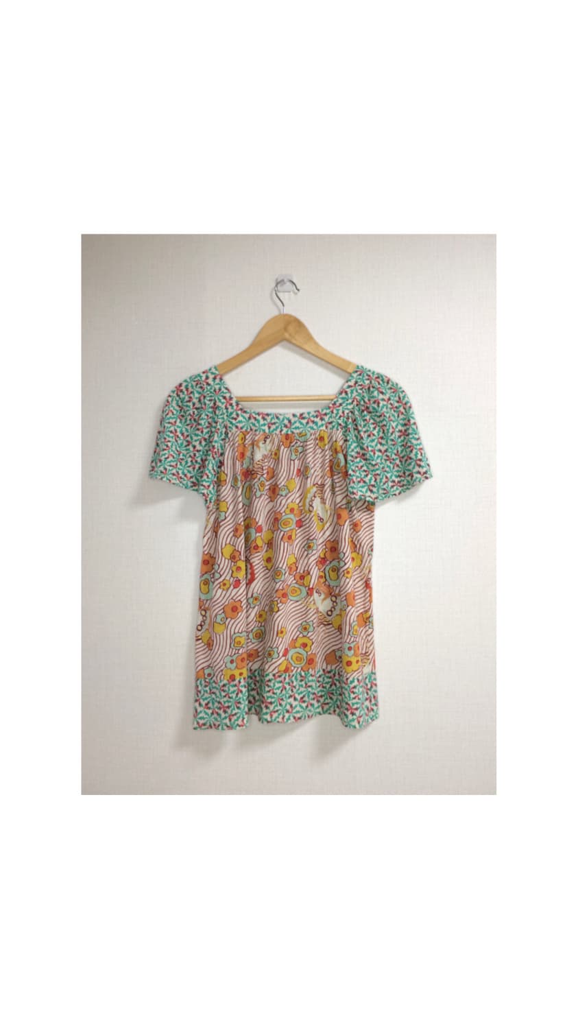 츠모리치사토 그린 핑크 플로럴 탑  상품이미지4