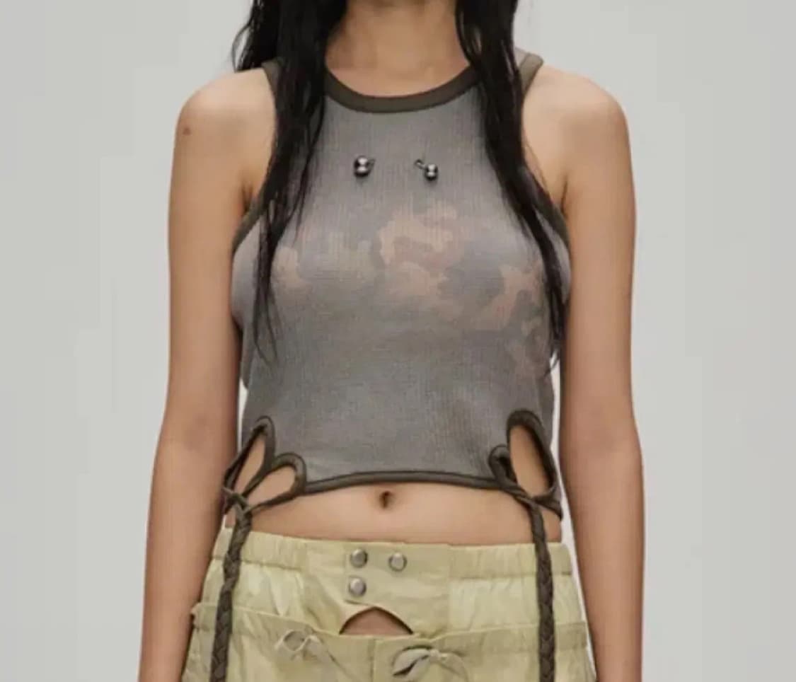 앤더슨벨 카모플라쥬 핸드 브레이디드 와플 탱크탑 XS&S 상품이미지1