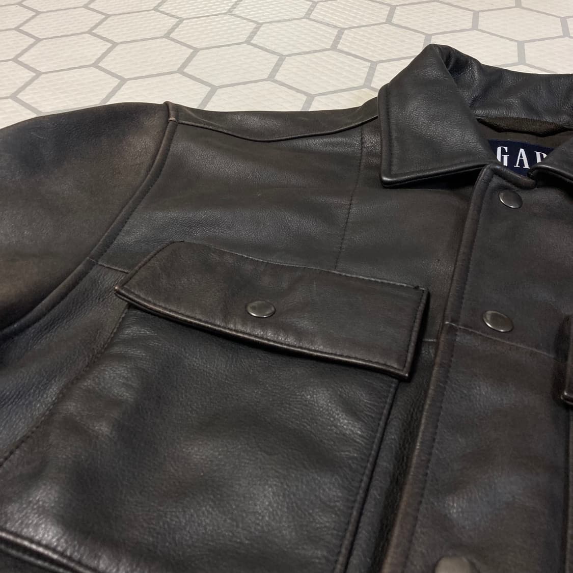 (M) 00s 갭 레더 코치자켓 다크브라운 올드갭 상품이미지4