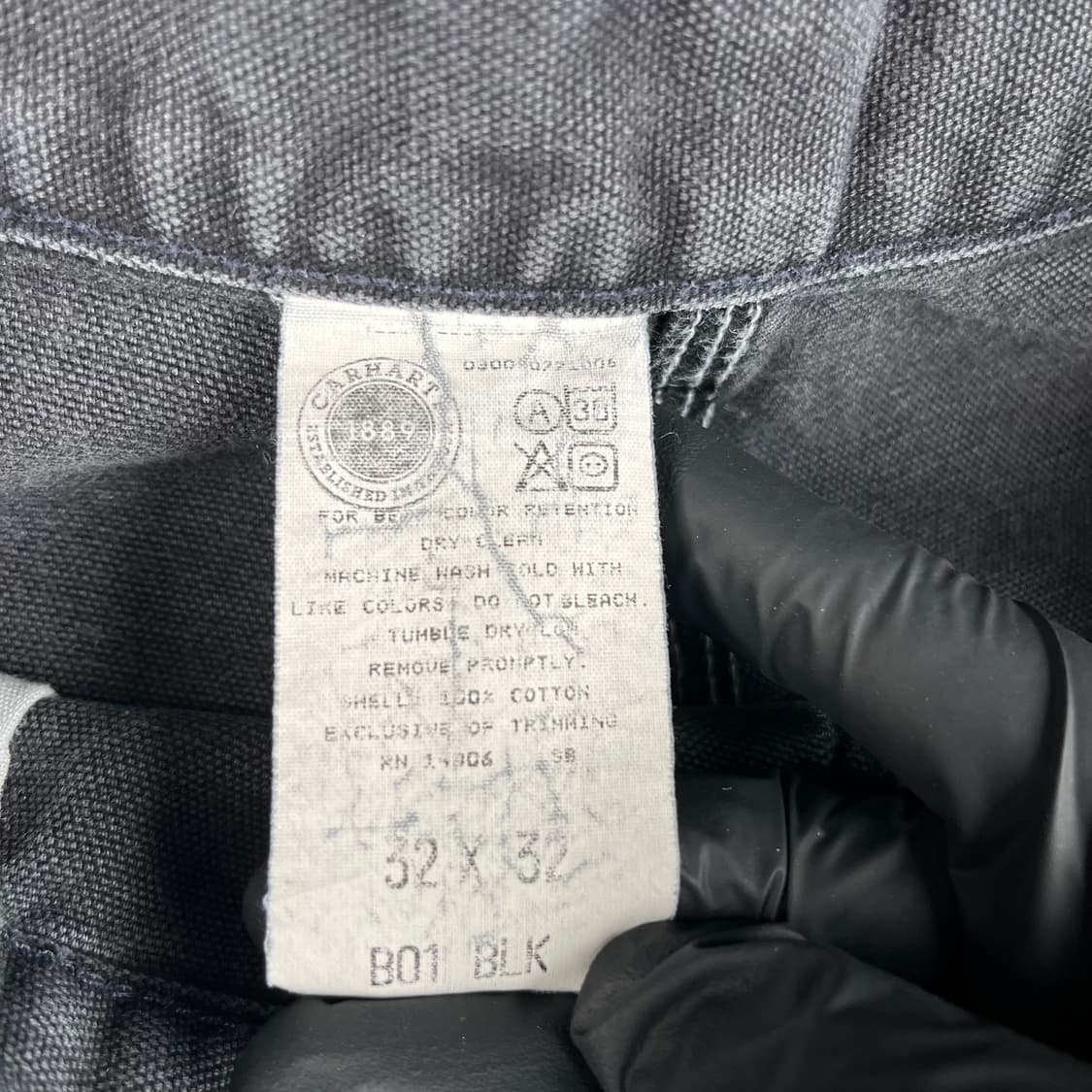 빈티지 칼하트 더블니 B01  블랙 그레이 워크팬츠 상품이미지4