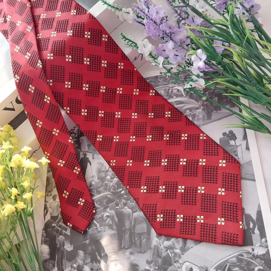 NINO CERRUTI 세루티 실크 와인레드 자카드 넥타이 9.8cm A 상품이미지3