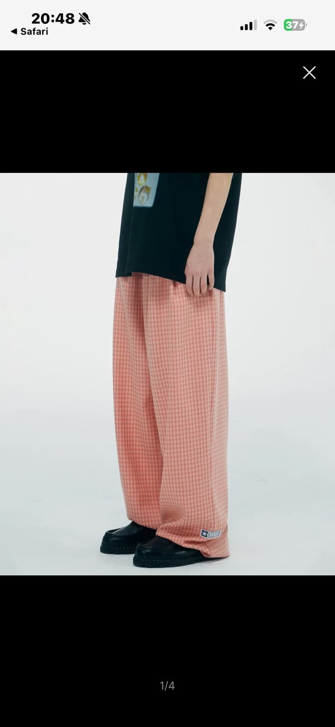 스컬프터 Check Pin Tuck Pants Pink 상품이미지3