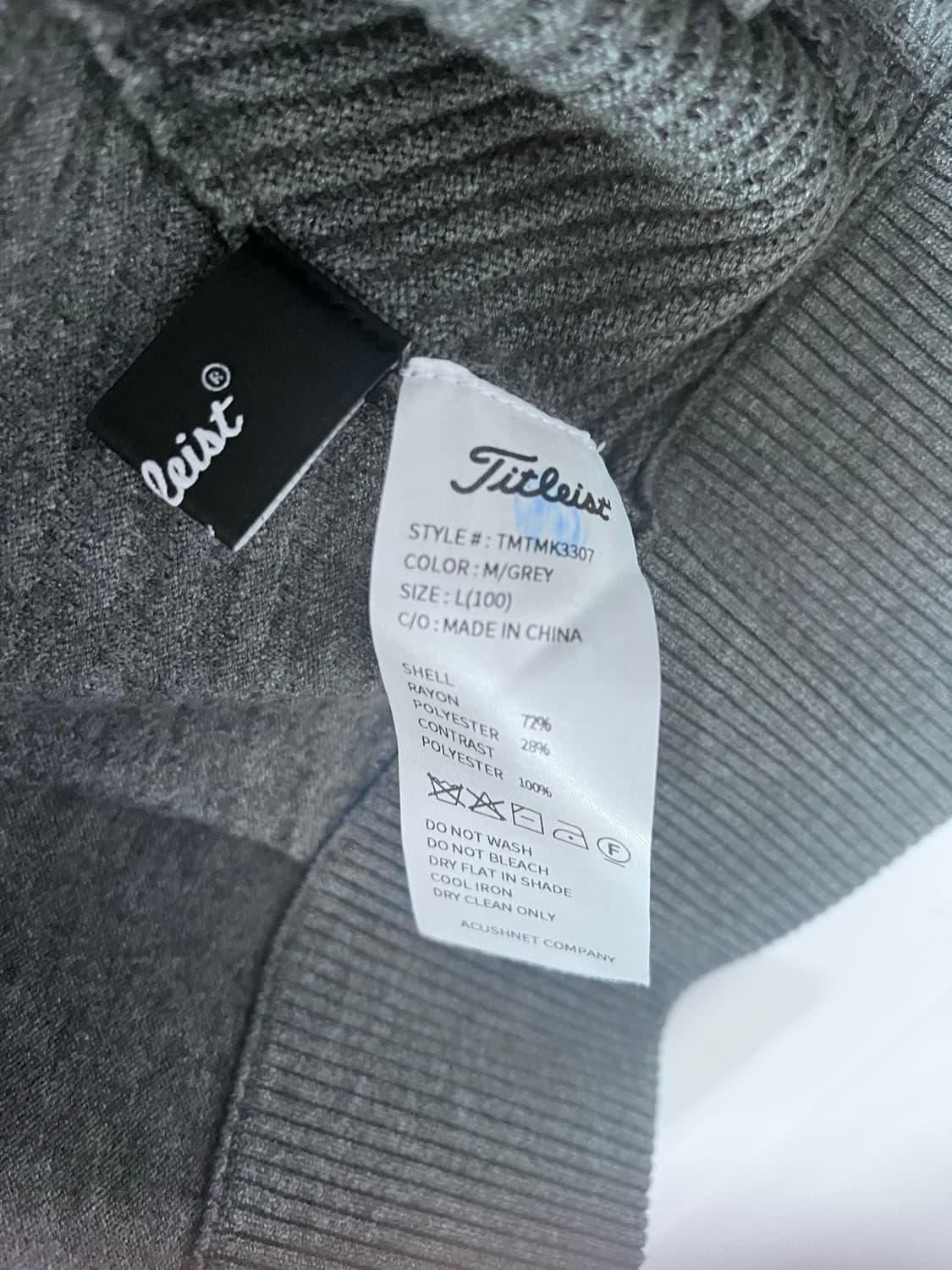 타이틀리스트 남성 풀 집업 니트 가디건 L 상품이미지9