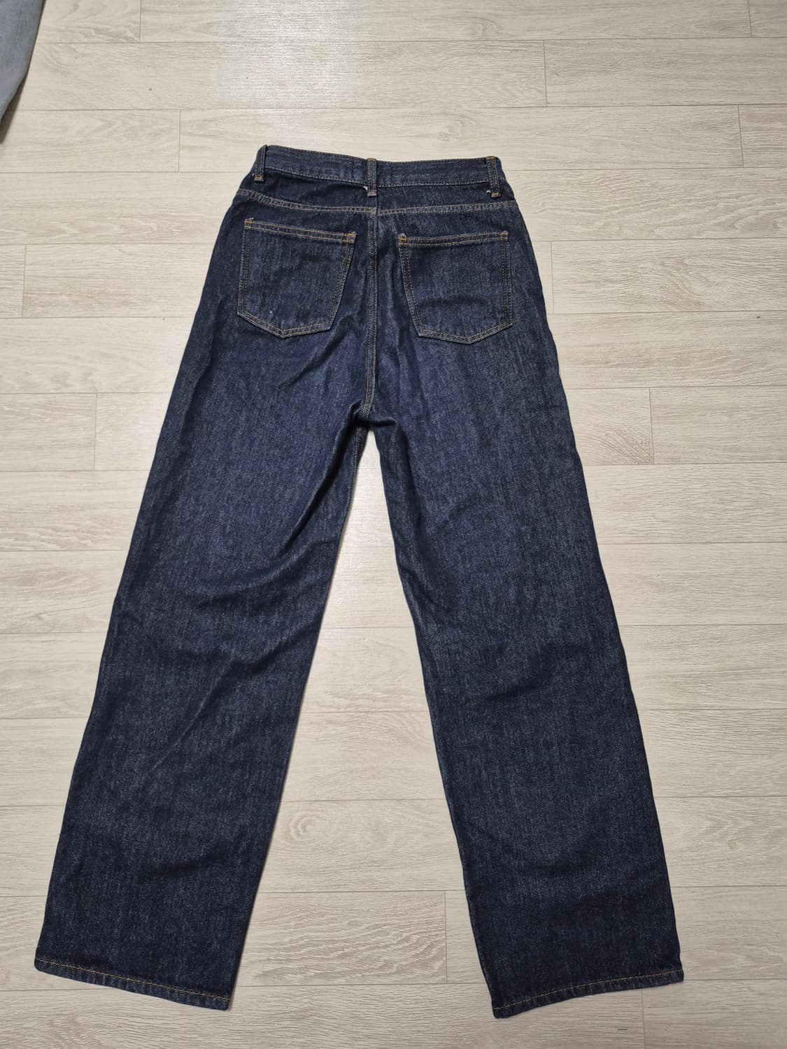 인디고 와이드 생지 데님팬츠 black up 상품이미지2