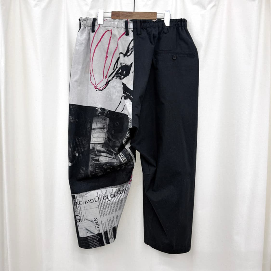 요지야마모토 뿌르옴므 뉴스페이퍼 아사쿠라 유카 드로잉 팬츠 상품이미지5