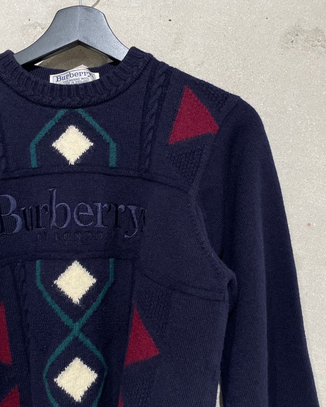 버버리 다크 네이비 아가일 메리노 울 니트 상품이미지3