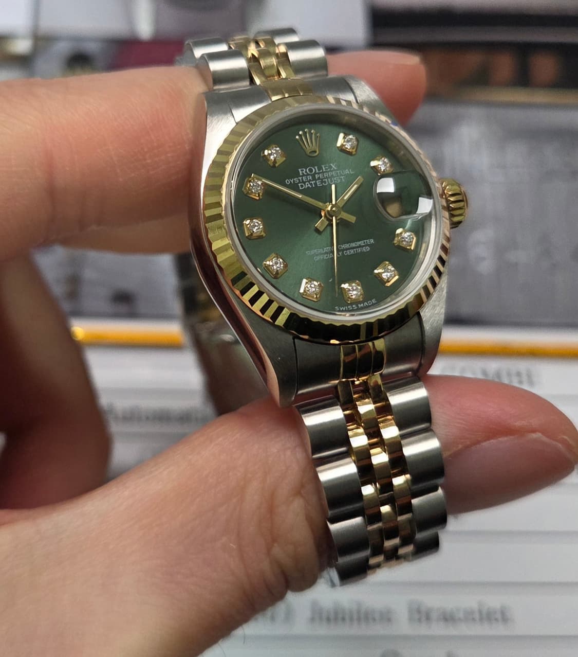롤렉스 데이저스트 69173 18k콤비 올리브그린 10P다이아 쥬빌리줄  상품이미지3